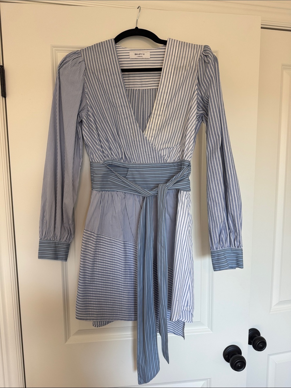 Bailey 44 Blue and White Striped Long Sleeve Wrap Dress